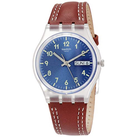 Swatch Men's Analogue Quartz Watch with Leather Strap GE709