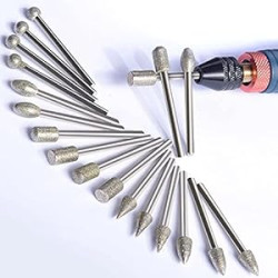 Stone Carving Set Diamond Burr Bits, 20PCS Polishing Kits Rotary Tools Accessories