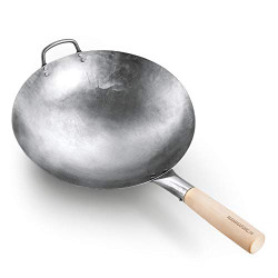 Round Bottom 14-inch Traditional Carbon Steel Wok Pan