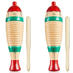 2 Pieces Colorful Fish Shaped Guiro Instrument