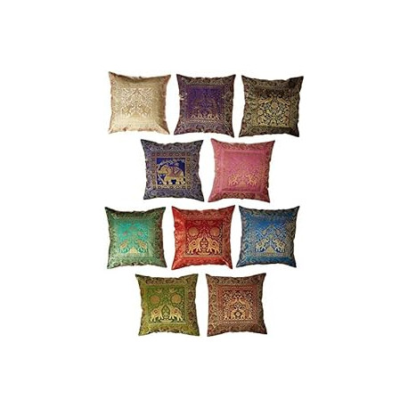 Set Of 10 16X16 Inch (41X41 Cm) Elephant Banarsi