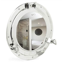 12" Nautical Nickel Plated Premium Ship's Porthole Mirror