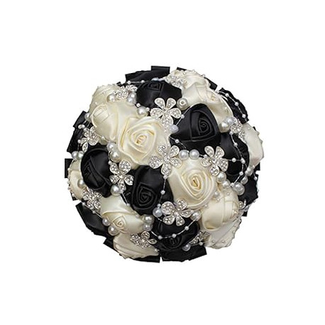 Hand Made Shining Crystal Rhinestones Pearl Silk Rose Bridesmaid Bridal Artificial
