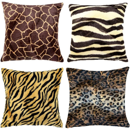 4 Pack - 18" x 18" Short Faux Fur Cushion Decorative Pillow Cover