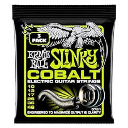 Ernie Ball Regular Slinky Cobalt Electric Guitar Strings 3 Pack - 10-46 Gauge