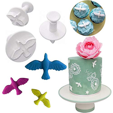 3Pcs Dove Fondant Plunger Cutters
