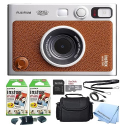 Fujifilm Instax Mini EVO Brown Hybrid Instant Film Camera Bundle