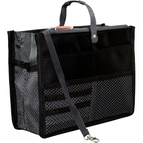 Handbag Purse Organizer Insert - 18 Compartments - Black