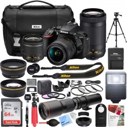 Nikon 24.2 MP DSLR Camera with AF-P DX 18-55mm f/3.5-5.6G VR and 70-300mm