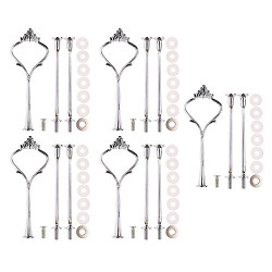5 Sets Crown 3 Tier Cake Stand Fittings Hardware Holder for Wedding and Party - Silver