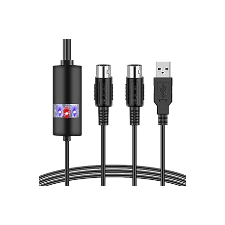 USB MIDI Cable-Upgrade Professional MIDI to USB in-Out Cable