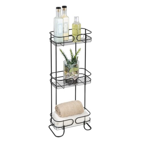 Steel Bathroom Caddy Organizer with Three Wire Basket Shelves