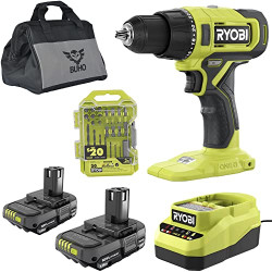 Cordless 1/2 inch Power Drill Driver Bundle with Ryobi Drill