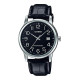 MTP-V002L-1B Men's Standard Analog Leather Band Easy Reader Day Date Watch