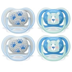Philips AVENT Ultra Air Pacifier, 6-18 Months, Bear/paw, 4 Pack, SCF085/09