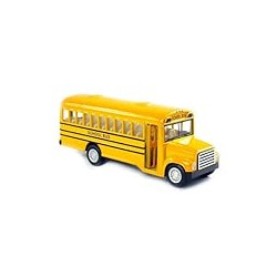 6 inch Long-Nose School Bus Die Cast Metal Model Toy Car w/Pullback Action