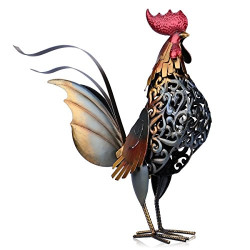 Metal Sculpture Carved Iron Rooster Home Furnishing Artwork Craft Gifts