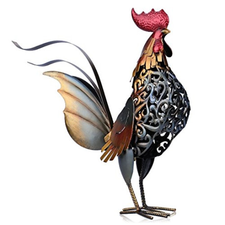 Metal Sculpture Carved Iron Rooster Home Furnishing Artwork Craft Gifts