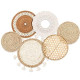 Set of 6 Boho Basket Wall Decor Rattan
