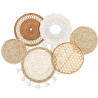 Set of 6 Boho Basket Wall Decor Rattan