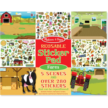 Melissa & Doug Reusable Sticker Pad: Farm - 280+ Stickers, 5 Scenes