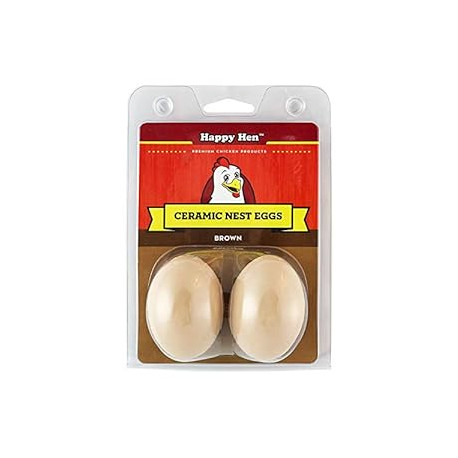 Happy Hen Treats Ceramic Nest Eggs, Brown