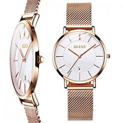 Ultra Thin Watches for Women Waterproof Fashion Rose Gold