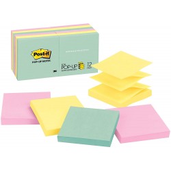 Post-it Pop-up Notes, Green, Pink, Canary Yellow, Blues, Designed for Pop-up Note Dispensers