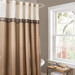 Shower Curtain Fabric Striped Neutral Bathroom Decor, Inch, 72" W x 72" L