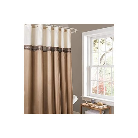 Shower Curtain Fabric Striped Neutral Bathroom Decor, Inch, 72" W x 72" L