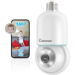 5MP Light Bulb Security Camera Wireless Outdoor IP66 Waterproof