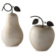 2 Piece Metal Apple Fruit Sculpture Set, Beige