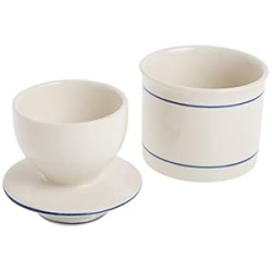 Glazed Stoneware Butter Keeper,White