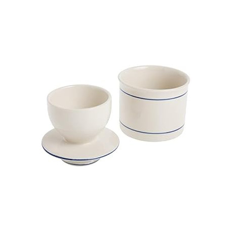 Glazed Stoneware Butter Keeper,White