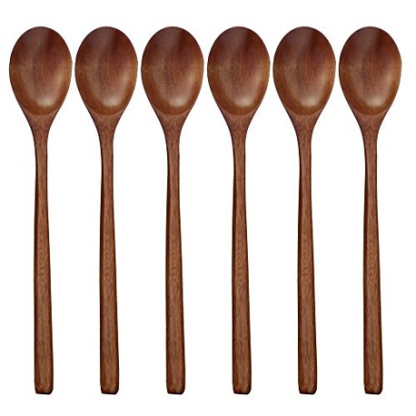 Wooden Spoons, 6 Pieces 9 Inch Wood Soup Spoons