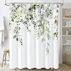 Plant Shower Curtain, Floral Fabric Shower Curtain Se