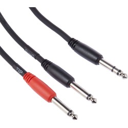 Stereo 1/4"(M)-Dual Mono 1/4, 6"