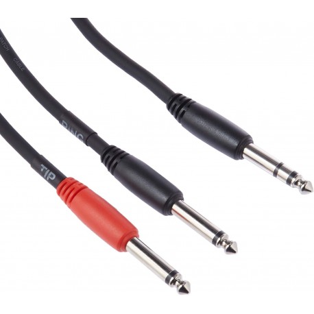 Stereo 1/4"(M)-Dual Mono 1/4, 6"