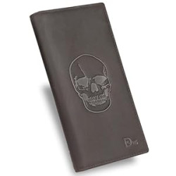 Skull Long Wallet For Men Full Grain Leather