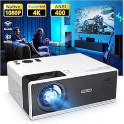 Projector with WiFi and Bluetooth, Outdoor Portable 4K Support Projector