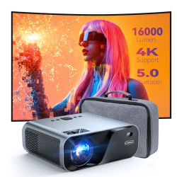 Projector with Case, 1080P Native Projector with WiFi and Bluetooth