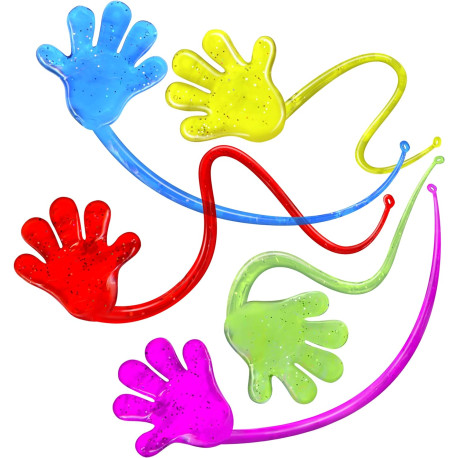 75 Piece Assortment of Small and Large Glitter Slappy Hands Treasure Box