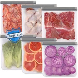 6 Pack Reusable Gallon Freezer Bags Dishwasher Safe