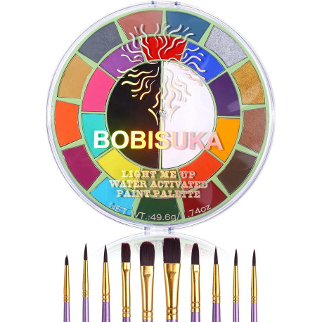 25 Color Face Body Paint + 10PCS Purple Brushes Set