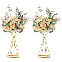 Gold Centerpieces for Table Wedding Geometric Metal Flower