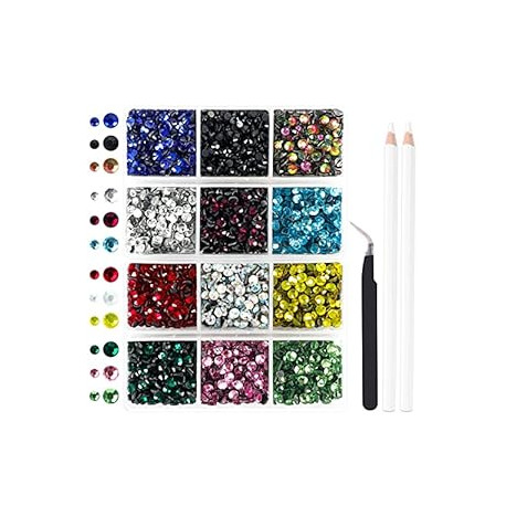 5400pcs Multicolor Rhinestones 12 Mixed Color