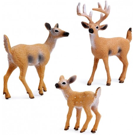 Deer Toys Figure, Small Woodland Animals Set of 3