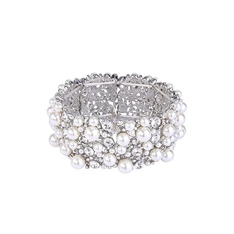 Women's Crystal Simulated Pearl Stunning Bridal Wedding