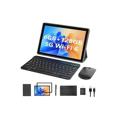 10-Inch Android 11 Tablet with Keyboard, 128GB Storage