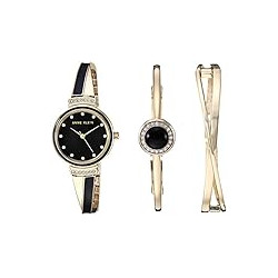 Anne Klein Women's Premium Crystal Accented Watch and Bangle Set